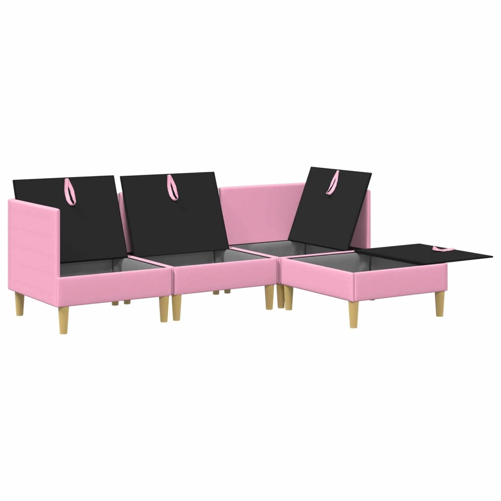 Set di divani modulari con spazio di archiviazione 4 pcs Rosa