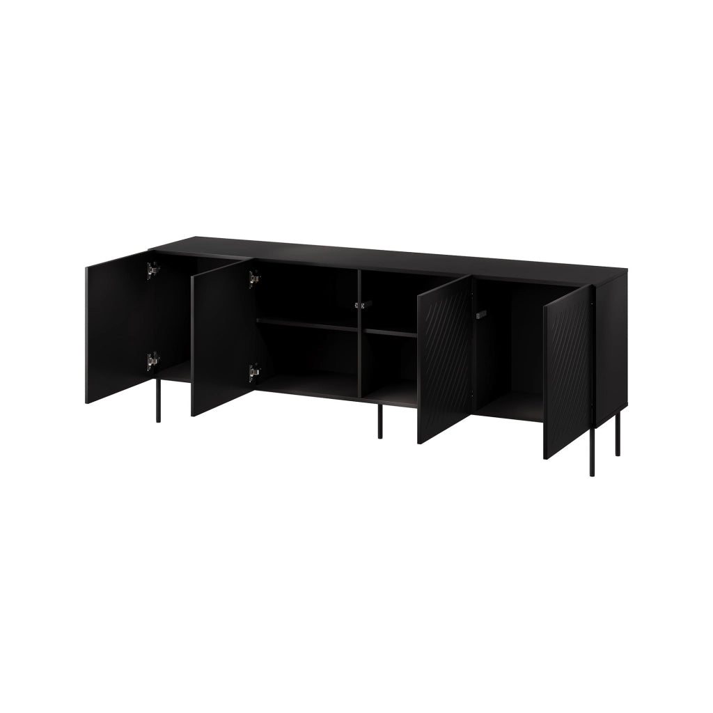 Madia Carema, Credenza 2 Ripiani, 200.5x42x75h cm Nero