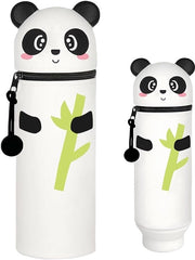 Etui 2-in-1 in silicone, tas in silicone, etui in piedi, etui per penne, etui per bambini (Panda)