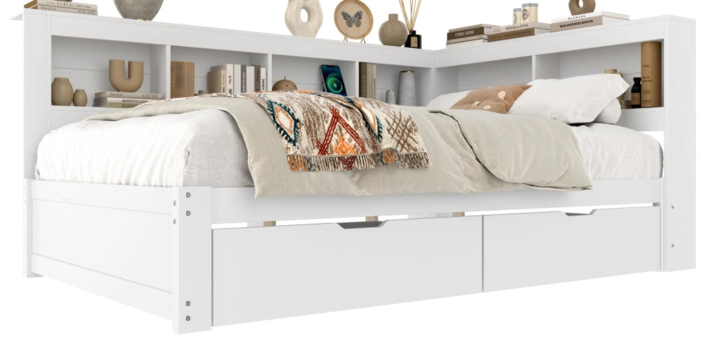 Letto divano con funzione letto a scomparsa in MDF e pino 140x200 cm