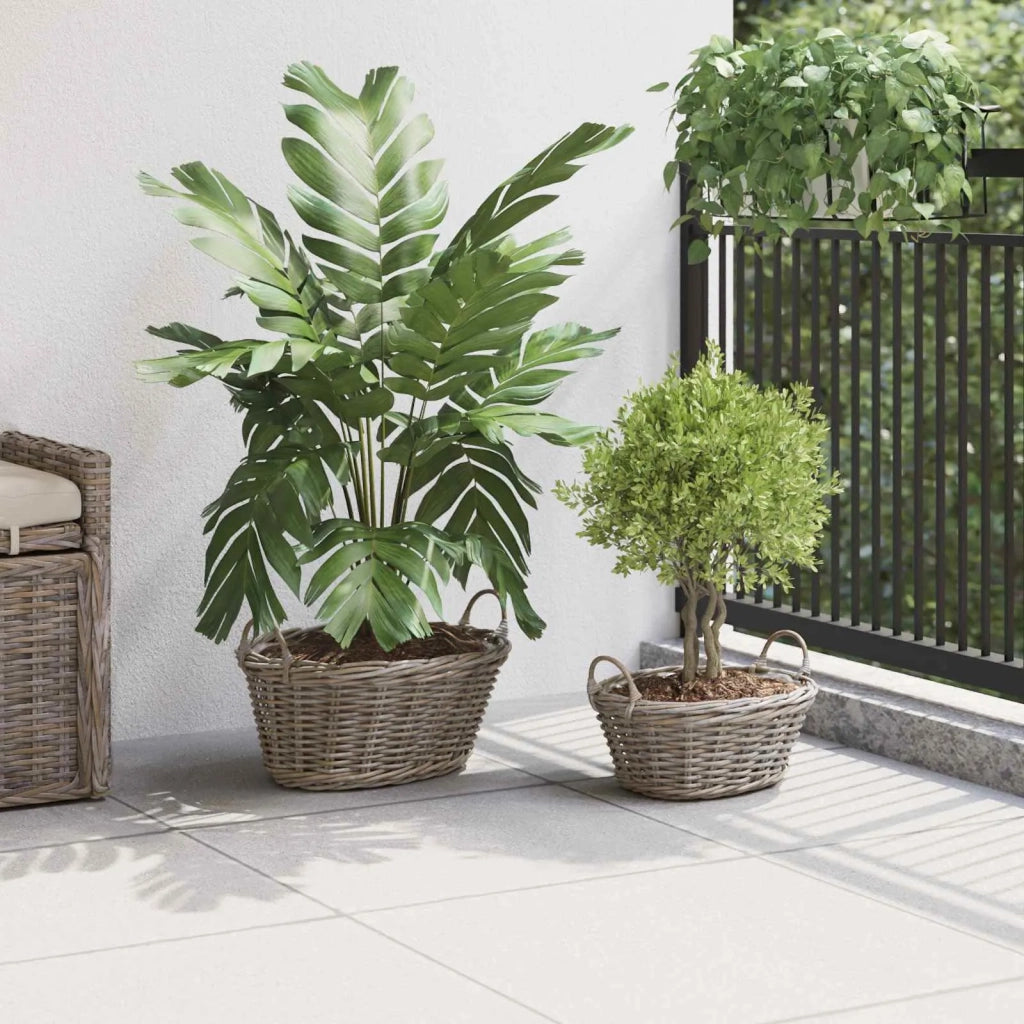 Cesto per Piante con archiviazione 2 pcs Grigio Rattan Lacak