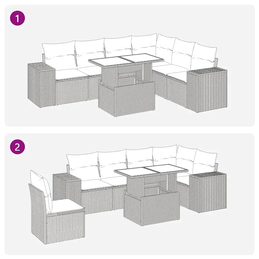 Set Divani Giardino 14 pz con Cuscini Polyrattan Acacia Marrone