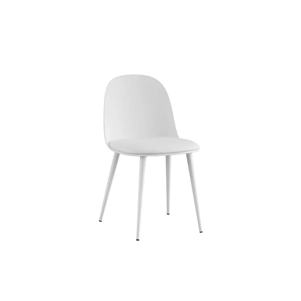 Sedia JASMON – Cuscino in PU Bianco con gambe in metallo – H81 × L51 × P44 cm