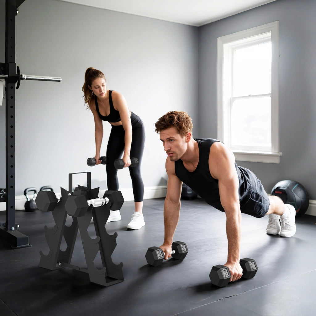 Set Manubri Palestra con Supporto in Metallo ¨C Zephmum ¨C 2x2kg 2x5kg 2x8kg Nero