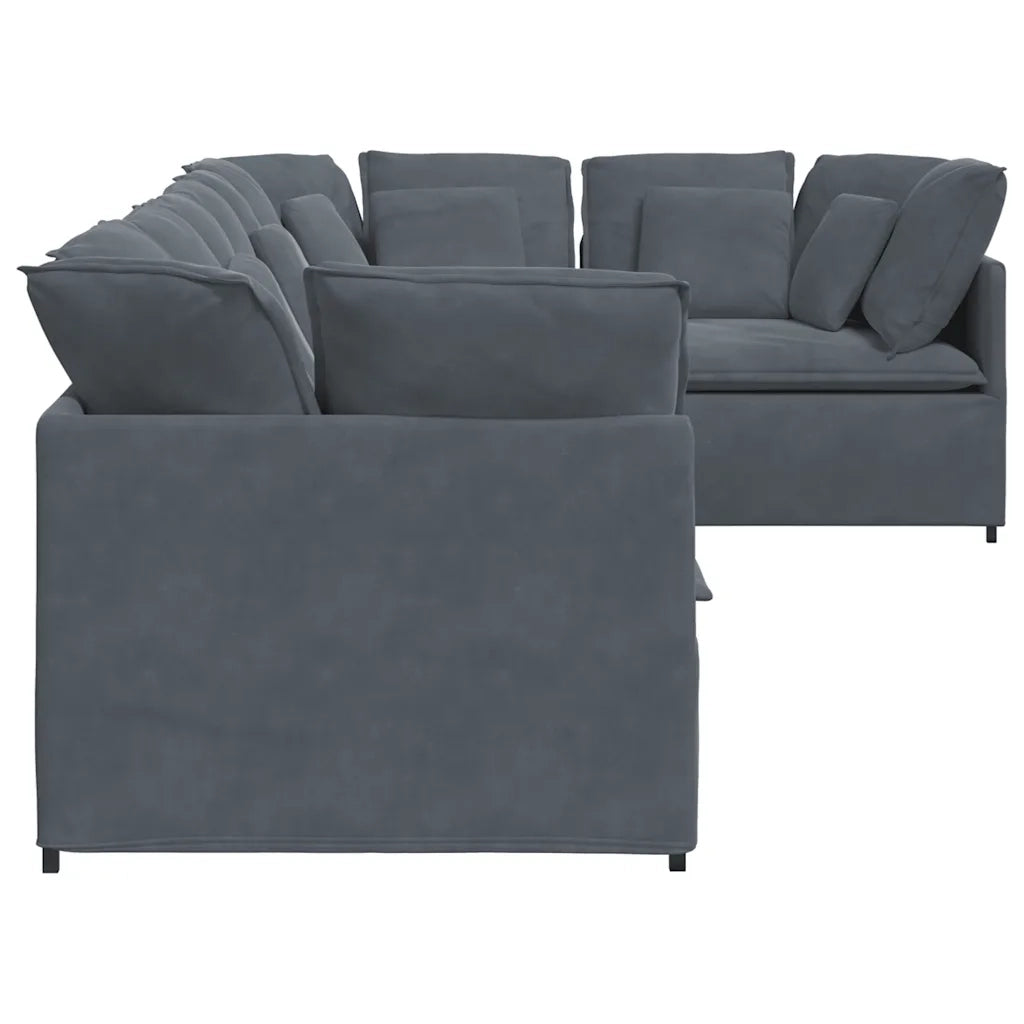 Divano Modulare con Cuscini in Velluto Grigio Scuro 3321338