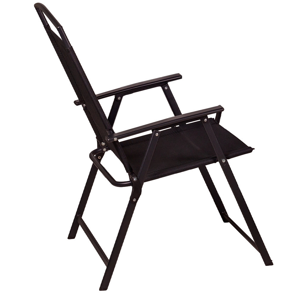 Set da Pranzo 6 Pezzi per Giardino Patio con Ombrellone 4 Sedie Pieghevoli Nero