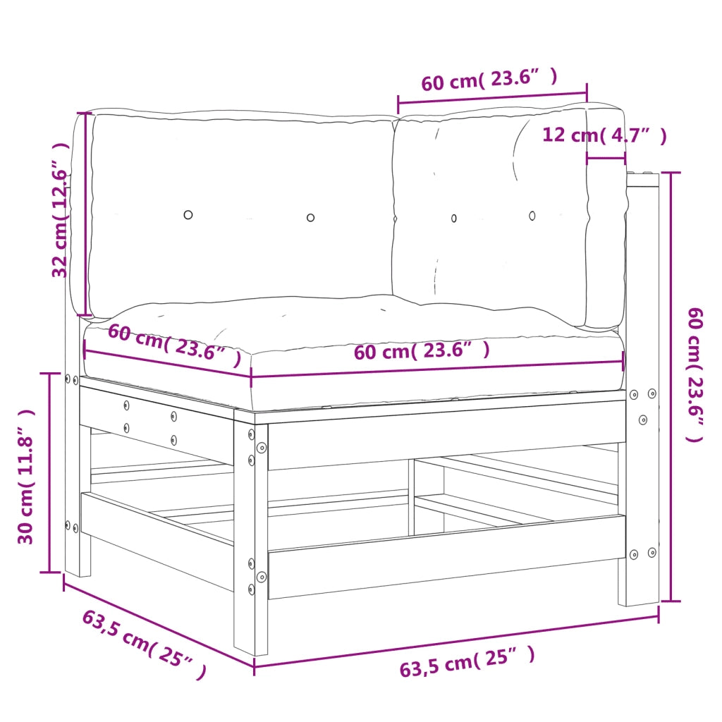 Divano Angolare con Cuscini-Sofa con Cuscini in Legno Impregnato di Pino 530669