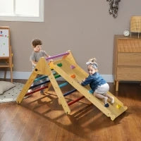 Triangolo arrampicata per bambini 3 in 1, rampa a doppia faccia per arrampicare e scivolare, carico 50 kg, 147x64,5x63 cm, multicolore