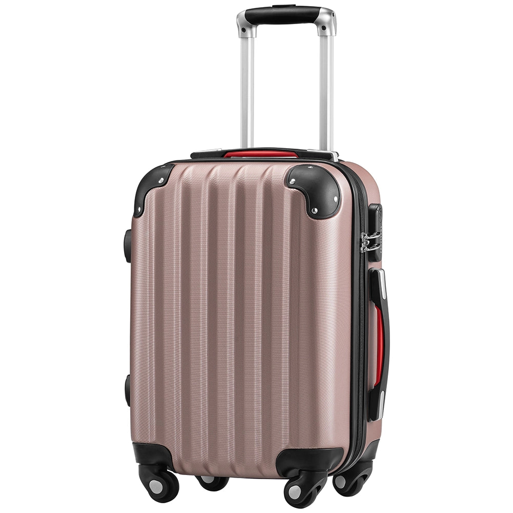 Set 3+1 Valigie Rigide Abs Trolley Easy Roll con Beauty Case e Lucchetto Rosa