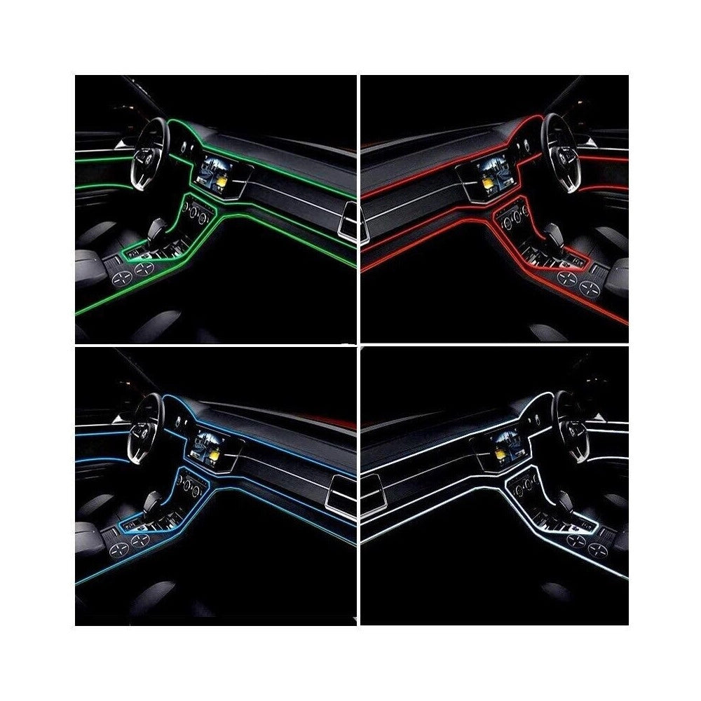 Trade Shop - Striscia Strip Led Per Interni Auto A 12v Fibra Ottica Luce Decorativa Atmosfera - Blu   -3 Mt   -
