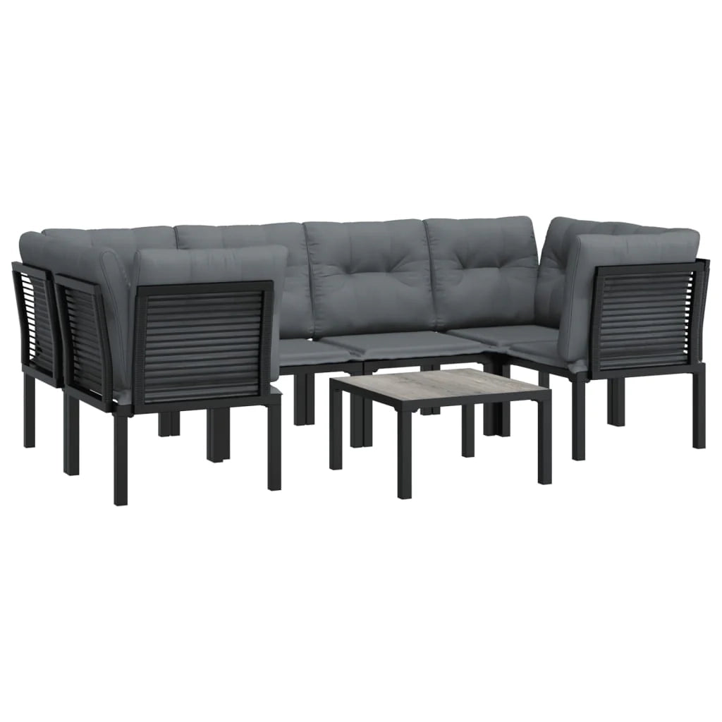 Set di mobili da giardino mobili da esterno set da 7 pezzi resina intrecciata nera e grigia 02_0017448