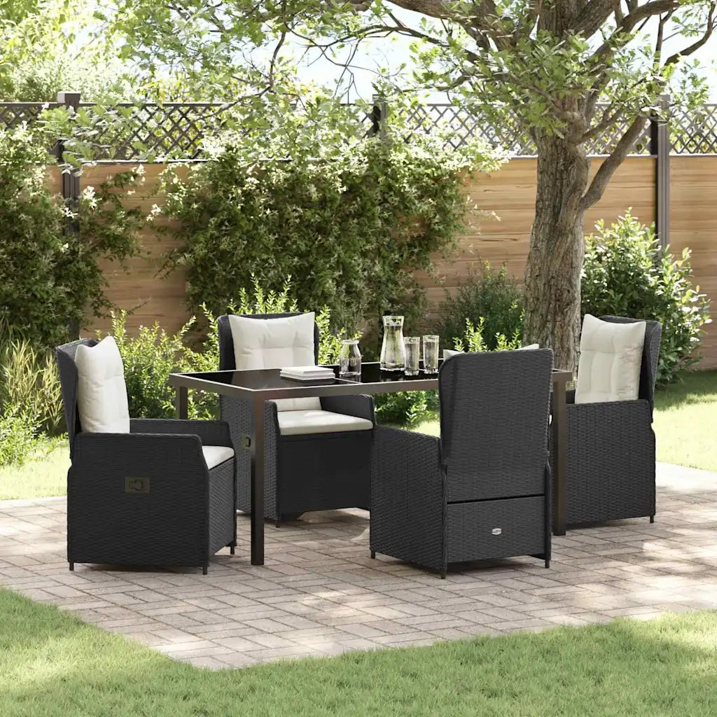 Set da Pranzo per Giardino 5 pcs Nero polyrattan 3380942