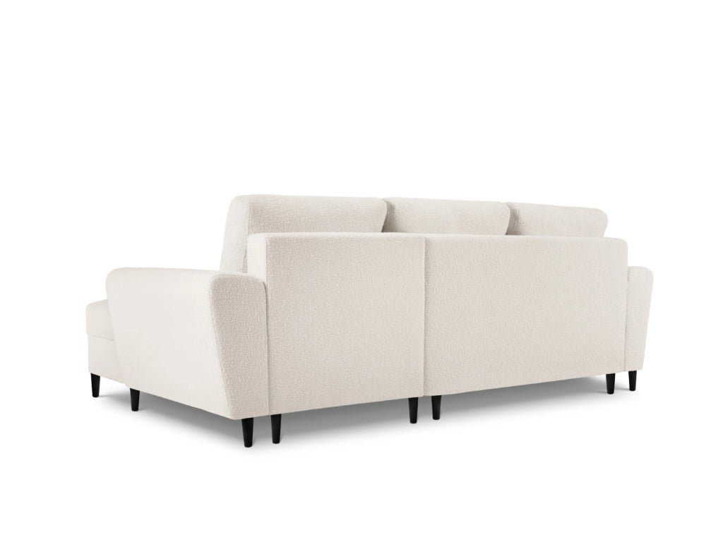 Cosmopolitan Design - Divano convertibile angolare destro con contenitore "Kyoto" 4 posti in bouclé beige 