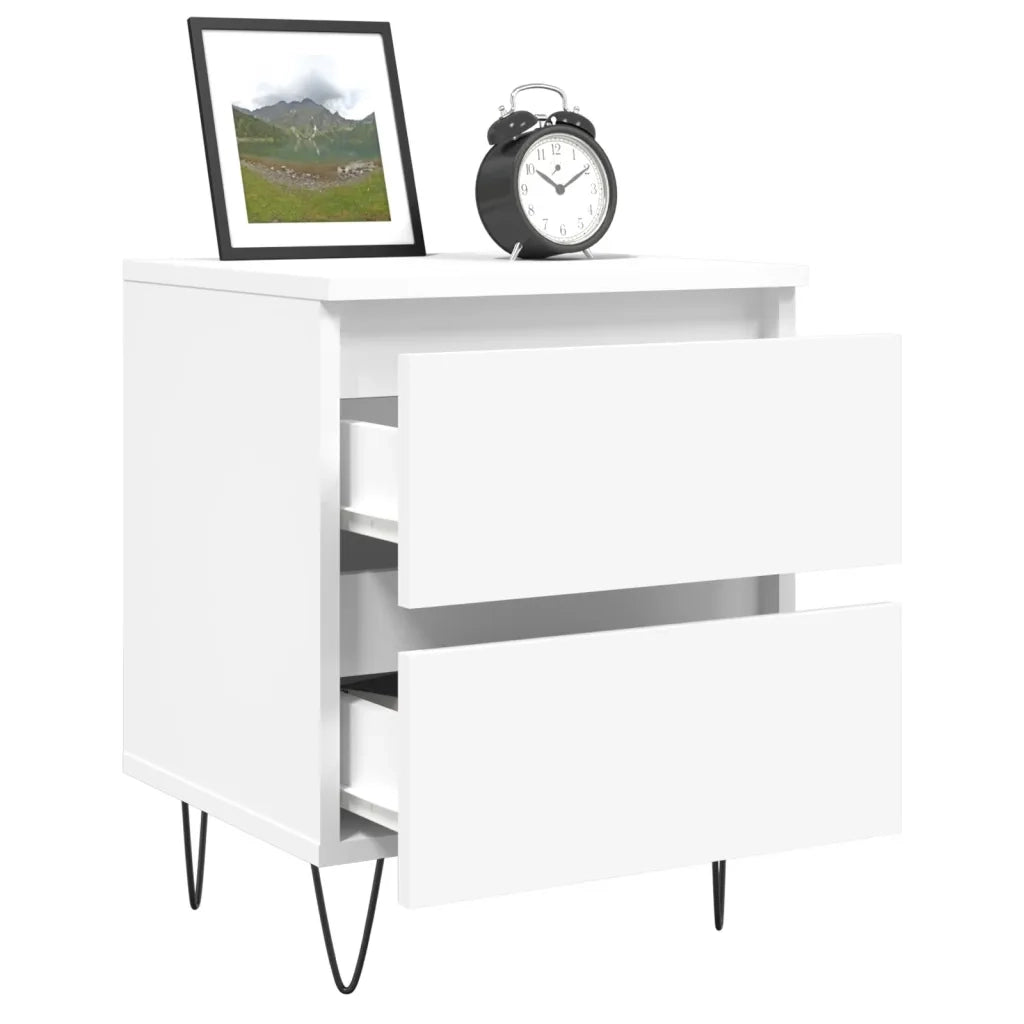 Comodino Bianco 40x35x50 cm in Legno Multistrato 826876