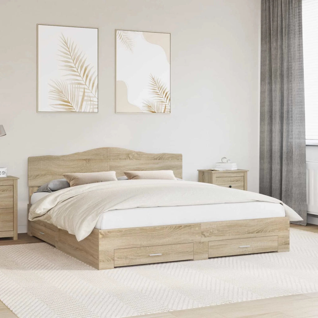 Struttura del letto con testiera Rovere Sonoma 200 x 200 cm 3413154