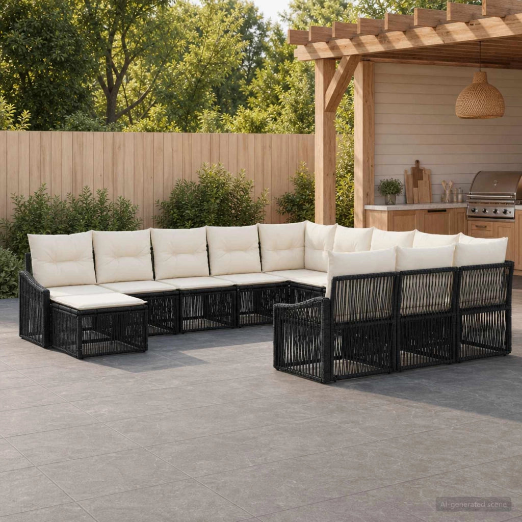 Set Divano da Giardino 12 pz Nero polyrattan 3436210