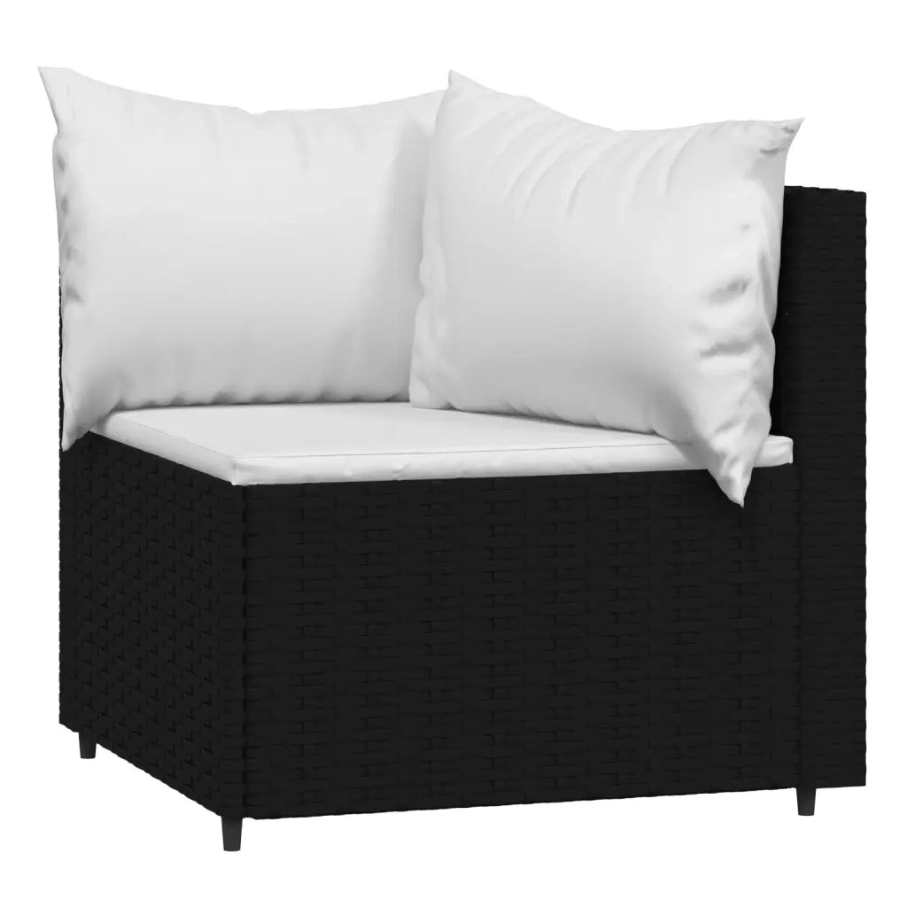 Set Divani da Giardino 4 pz con Cuscini Nero in Polyrattan 319744