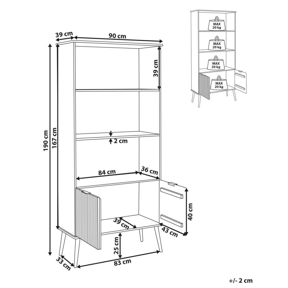 Libreria a scaffale in legno chiaro a 2 ante stile Rustico