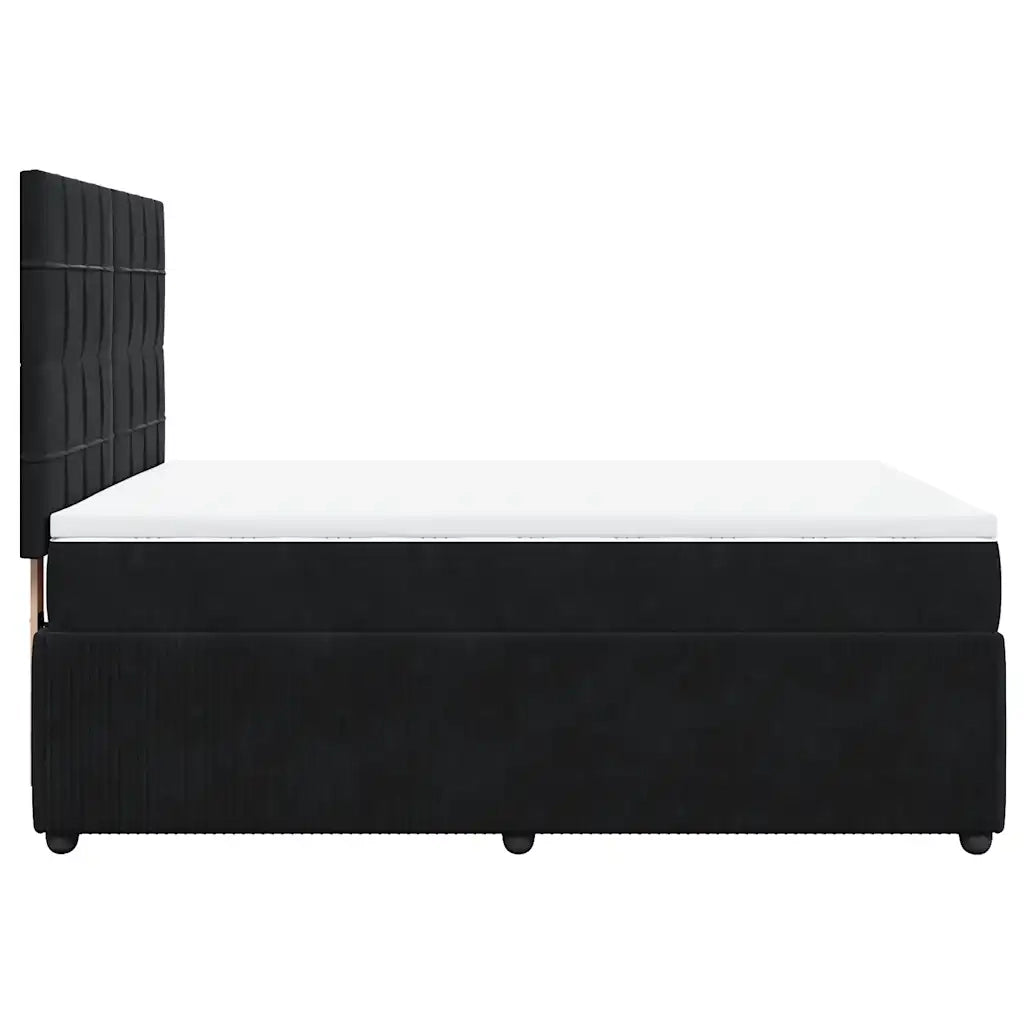 Giroletto a Molle con Materasso Nero 160x200 cm in Velluto