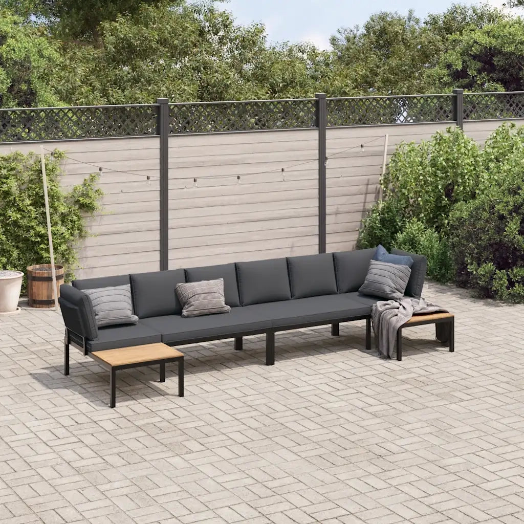 Set Divani da Giardino 4 pz con Cuscini in Alluminio Nero 3283697