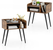 Comodino 50 x 32 x 58cm, Tavolino Moderno con Mensole Aperte, Gambe in Metallo e Poggiapiedi Regolabili, Comò Ideale per Soggiorno e Camera da Letto (Marrone,2)