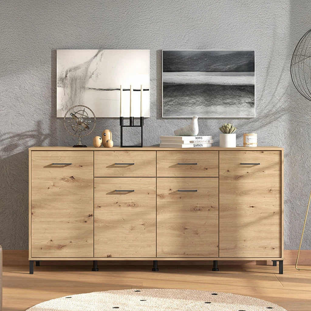 Madia Grondona, Credenza 2 Cassetti, 183x40x90h cm Marrone Rovere Nodi