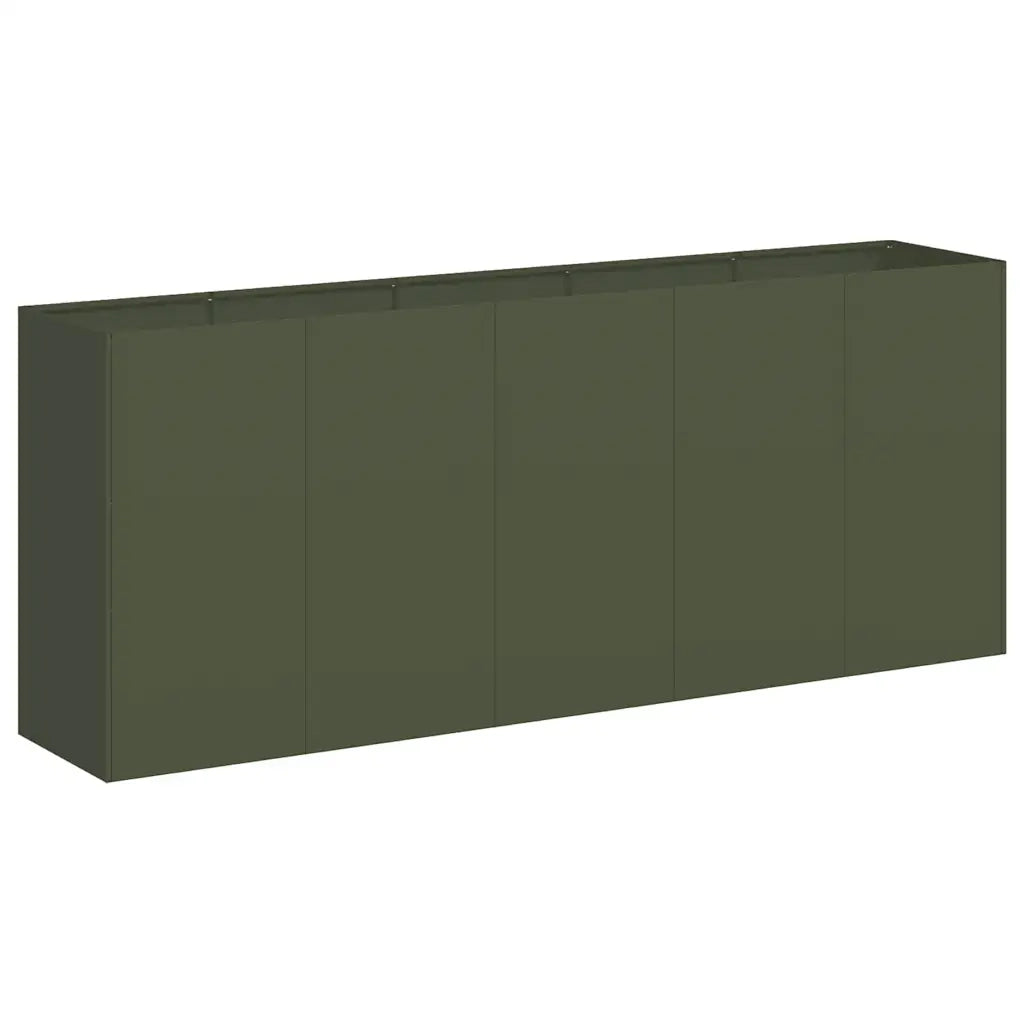 Fioriera-Vaso-Contenitore per Piante Verde Oliva 200x40x80 cm in Acciaio Laminato a Freddo