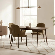 Set di 4 sedie da pranzo imbottite in tessuto marrone Hug con struttura in metallo facili da pulire | Duzzle