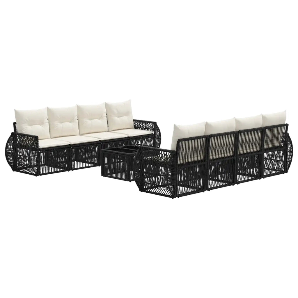 Set Divano da Giardino 9 pz Nero polyrattan 3435361