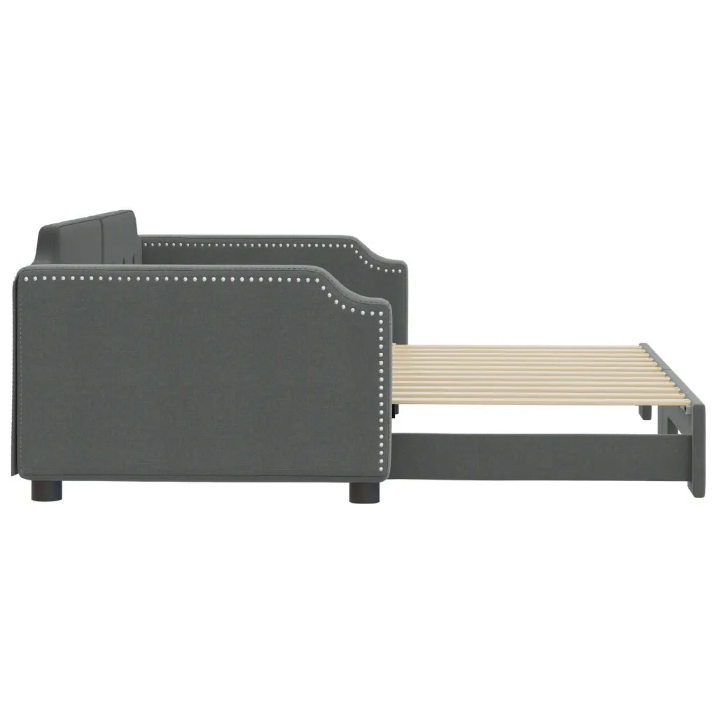 Divano Letto con Letto Estraibile Grigio Scuro 100x200 Tessuto