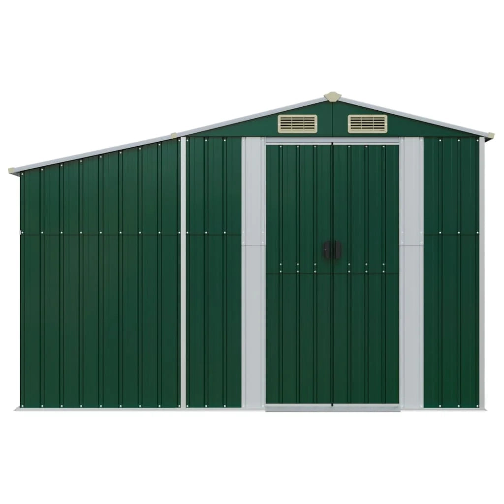 Casetta da giardino cabina ripostiglio casetta da esterno robusta casetta per attrezzi 277 x 93 x 179 cm acciaio zincato verde 02_0022379