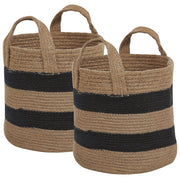 Set di 2 cestini in iuta beige e nero con motivo a strisce Accessori per la conservazione Boho