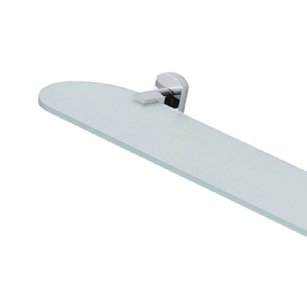 Mensola in vetro satinato verde - serie forma con supporti cromati
