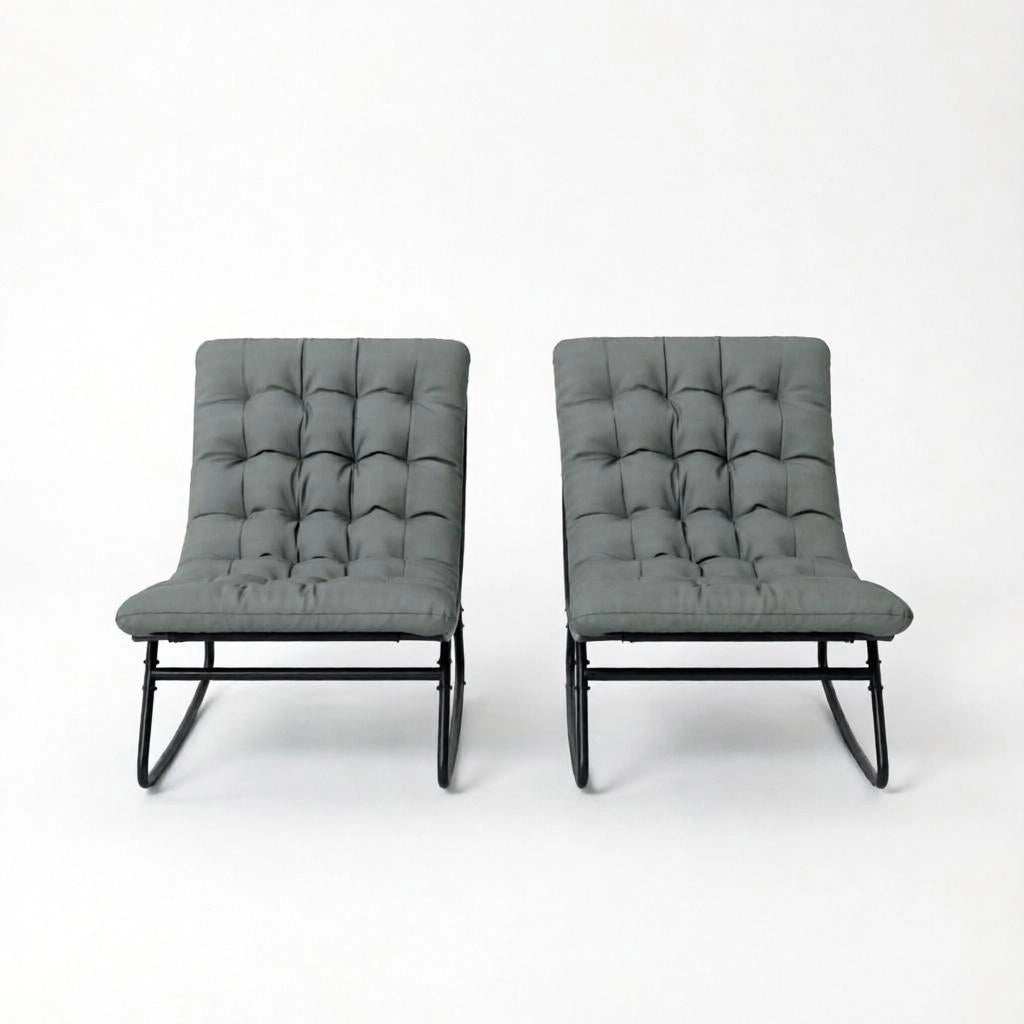 SEDIA A DONDOLO da esterno Set da 2 pezzi 64x101x71 cm Nero/Grigio Scuro
