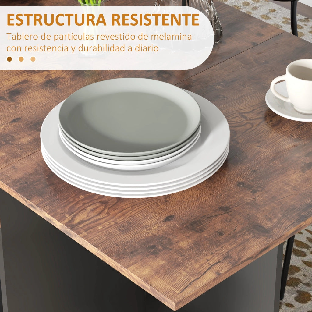 Tavolo da Cucina Pieghevole con Ruote e Cassetto ¨C Zephmum ¨C 120x72x75 cm Marrone e Nero