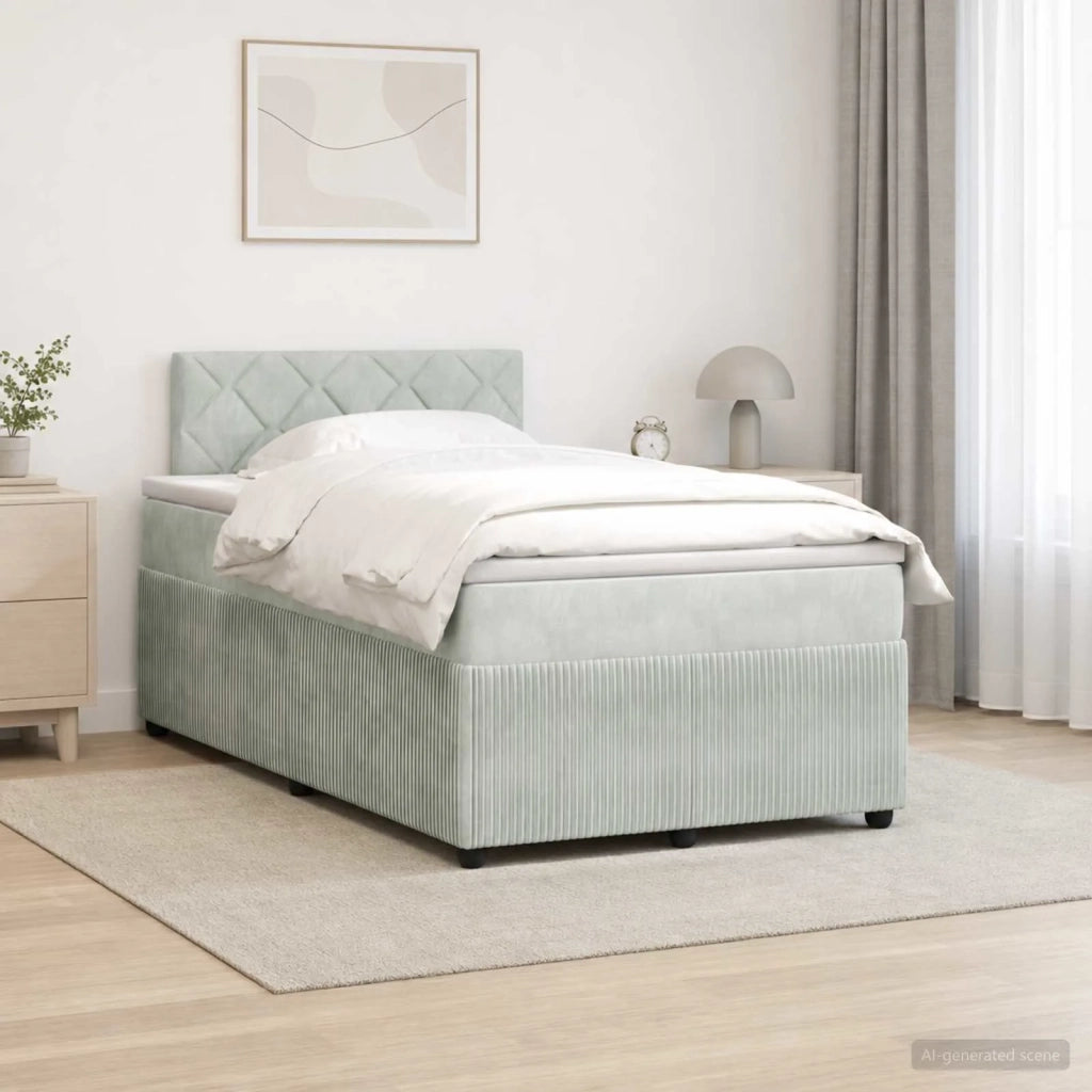 Letto box spring con materasso Grigio Chiaro 120 x 190 cm 3453107