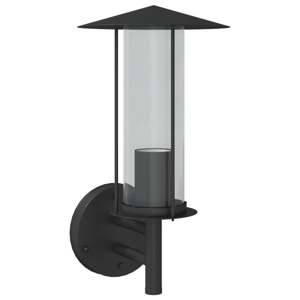 Applique da esterno 17,5 x 17,5 x 33 cm resistente alle intemperie design moderno acciaio inox nero 02_0056565