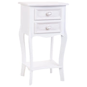 Comodino in legno con 2 cassetti e 1 ripiano bianco 38x31,5x71.