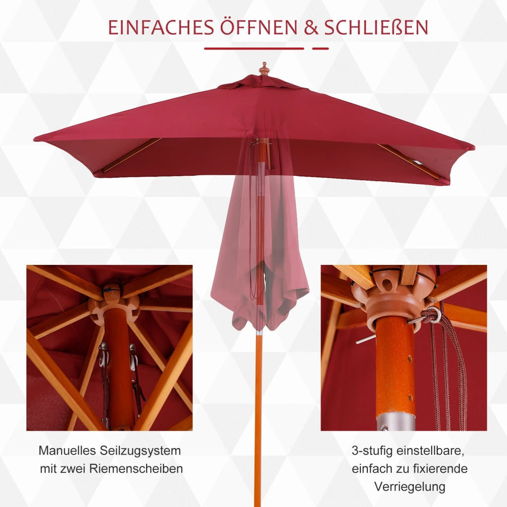 Ombrellone da giardino ¨C zephmum ¨C rettangolare 200x150x235 cm rosso vino