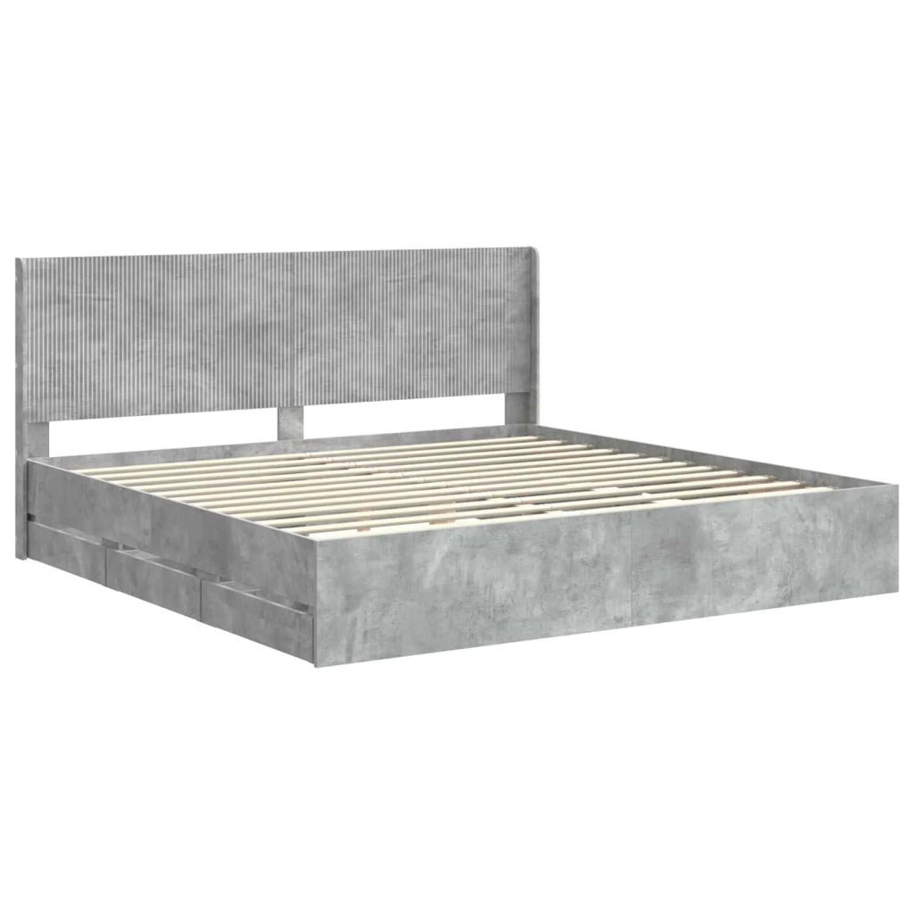 Struttura del letto con stoccaggio e testata Grigio Cemento 3413920