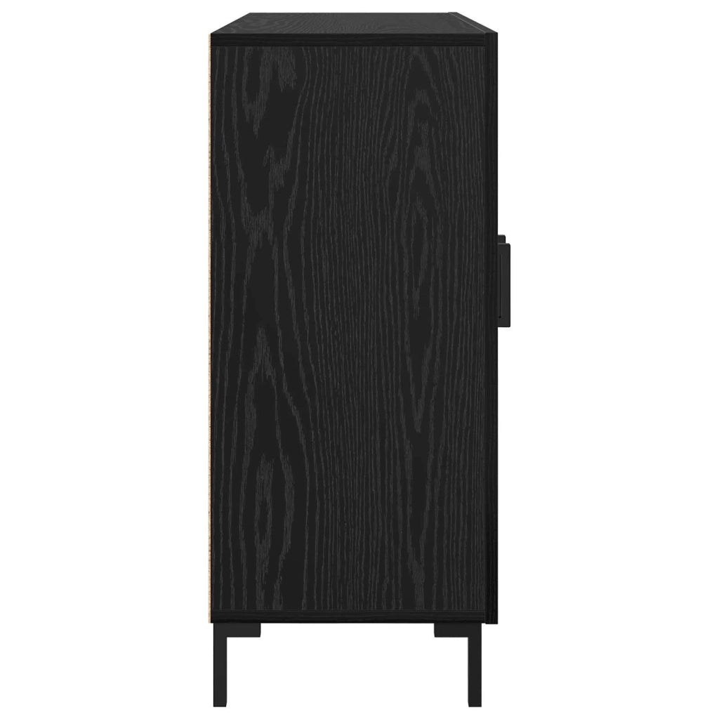 Credenza Rovere Nero 90 x 34 x 80 cm Legno multistrato 879585