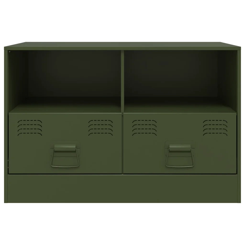 Mobili TV 2 pz-Set di 2 Credenza per TV Verde Oliva 67x39x44 cm in Acciaio 804735