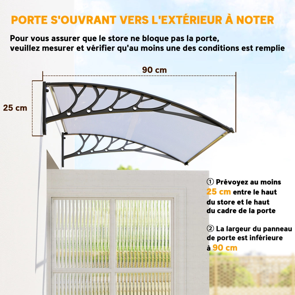 Tettoia Porta Ingresso in Policarbonato ¨C Zephmum ¨C 90x150 cm Trasparente