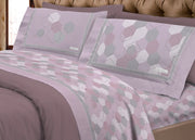 Completo Lenzuola Letto Calda Flanella 100% Cotone Disegno Bologna - Matrimoniale - Rosa