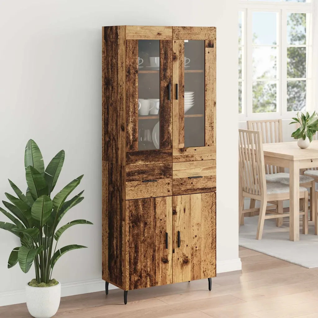 Credenza con cassetto 2 pz | Madia | Buffet da pranzo | Armadio da pranzo Legno vecchio Legno multistrato