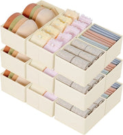Cassetto di archiviazione in tessuto - 12 pezzi - pieghevole - 30D x 15B x 9H centimetro - beige