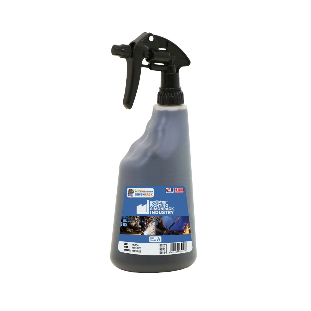 Estintore agente estinguente liquido 1 lt.Ecofire ecologico classi spegnimento A-B-C-D-F-Li-(batterie al litio) casa auto lavoro industria Simonrack