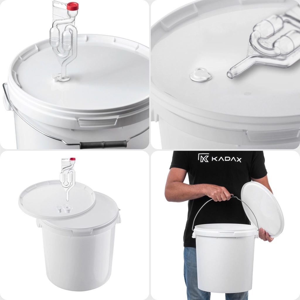 Contenitore di fermentazione KADAX da 20 litri, secchio per vino, liquori, birra, sidro + tubo di sughero