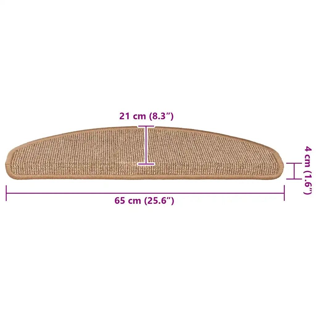 Tappetini per scale 15 pz 65x21x4 cm Marrone chiaro Semicircolari Grandi 149859