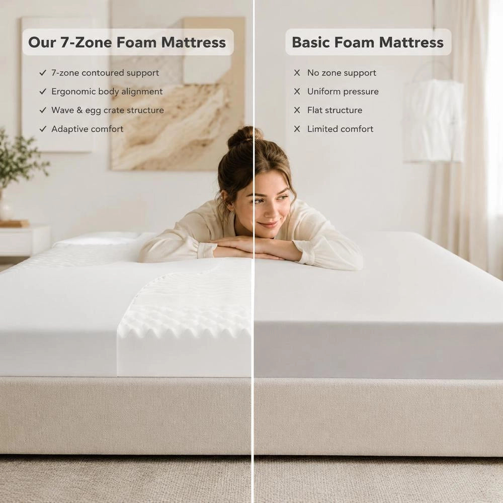 Foam Mattress White 120x200 Cm 7-zone Firmness Level 20 ILD